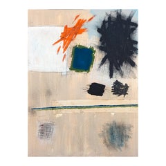 “Unlikely Buoys” Contemporary Neutral Toned Expressive Abstract Painting