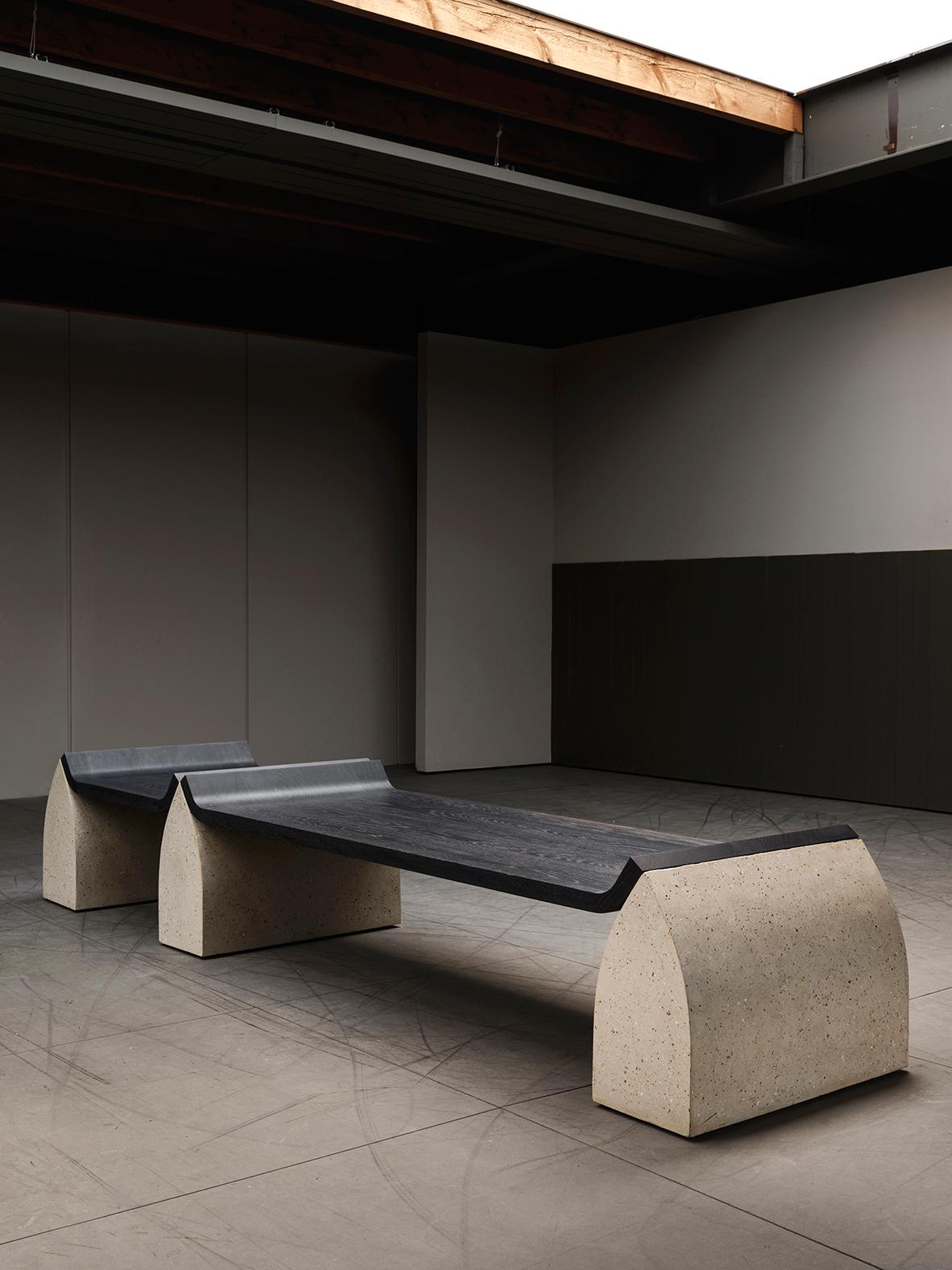 Modern Traaf 'Large' Contemporary Bench in Granite Stone and MDF For Sale