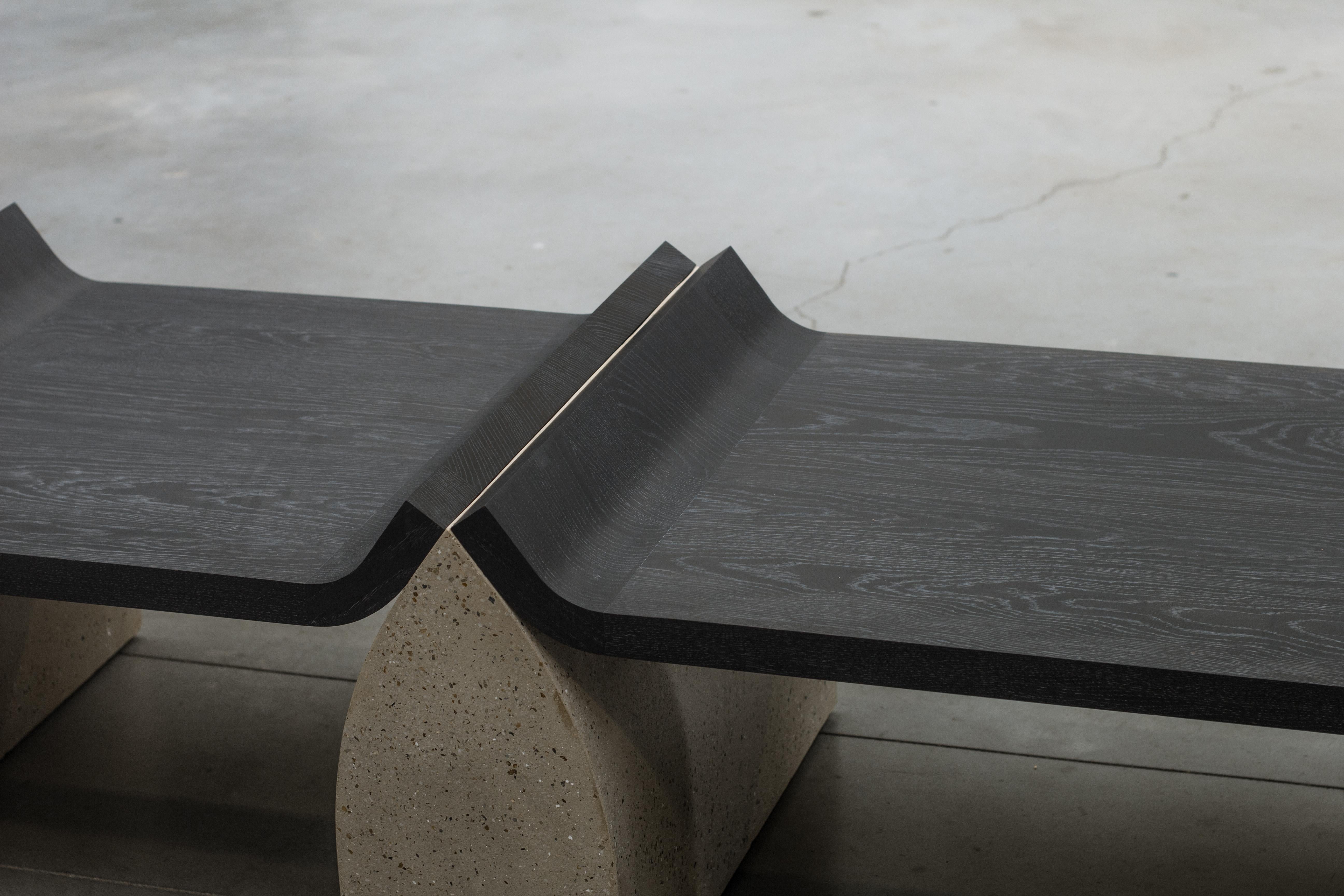 Belgian Traaf 'Large' Contemporary Bench in Granite Stone and MDF For Sale