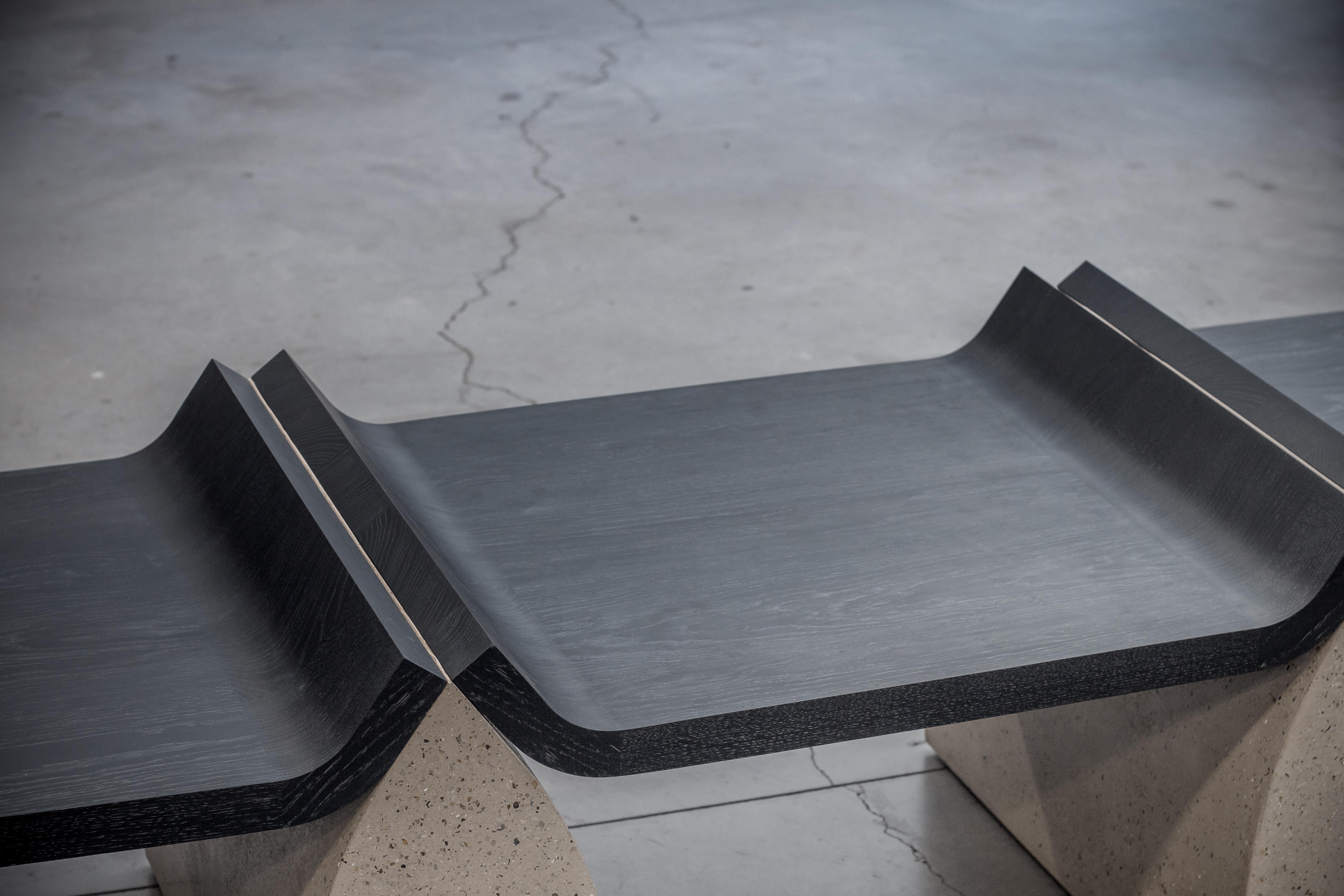 Modern Traaf 'Small' Contemporary Bench in Granito Stone and MDF For Sale