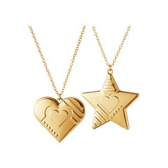 Traberg Gold Plated Heart and Star Holiday Ornament Set for Georg Jensen