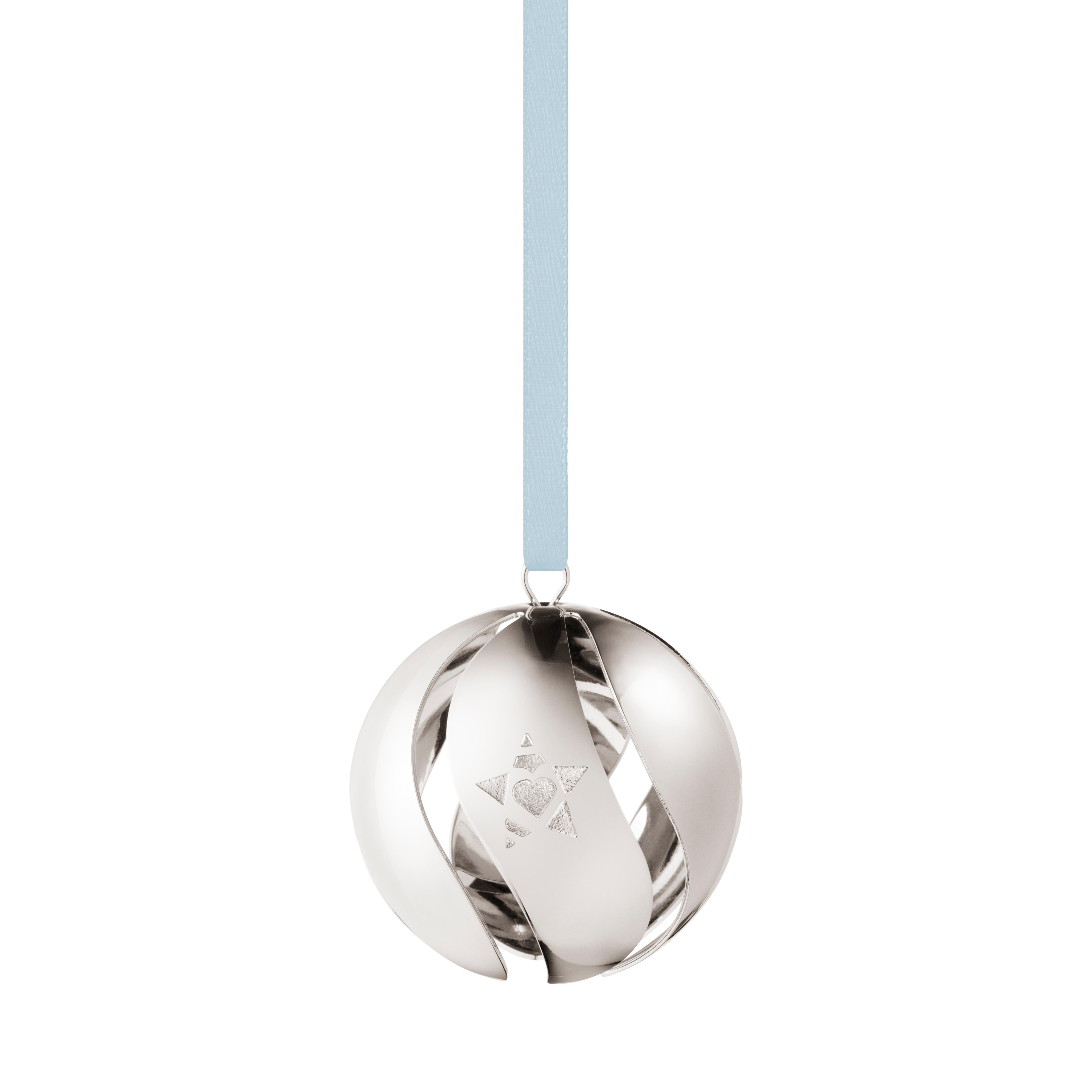 Bringing an extra dimension to the traditional Christmas bauble, this beautiful contemporary decoration features swirling cut-outs in the matte surface to reveal a shiny silver coloured interior that reflects the light as the bauble turns on its