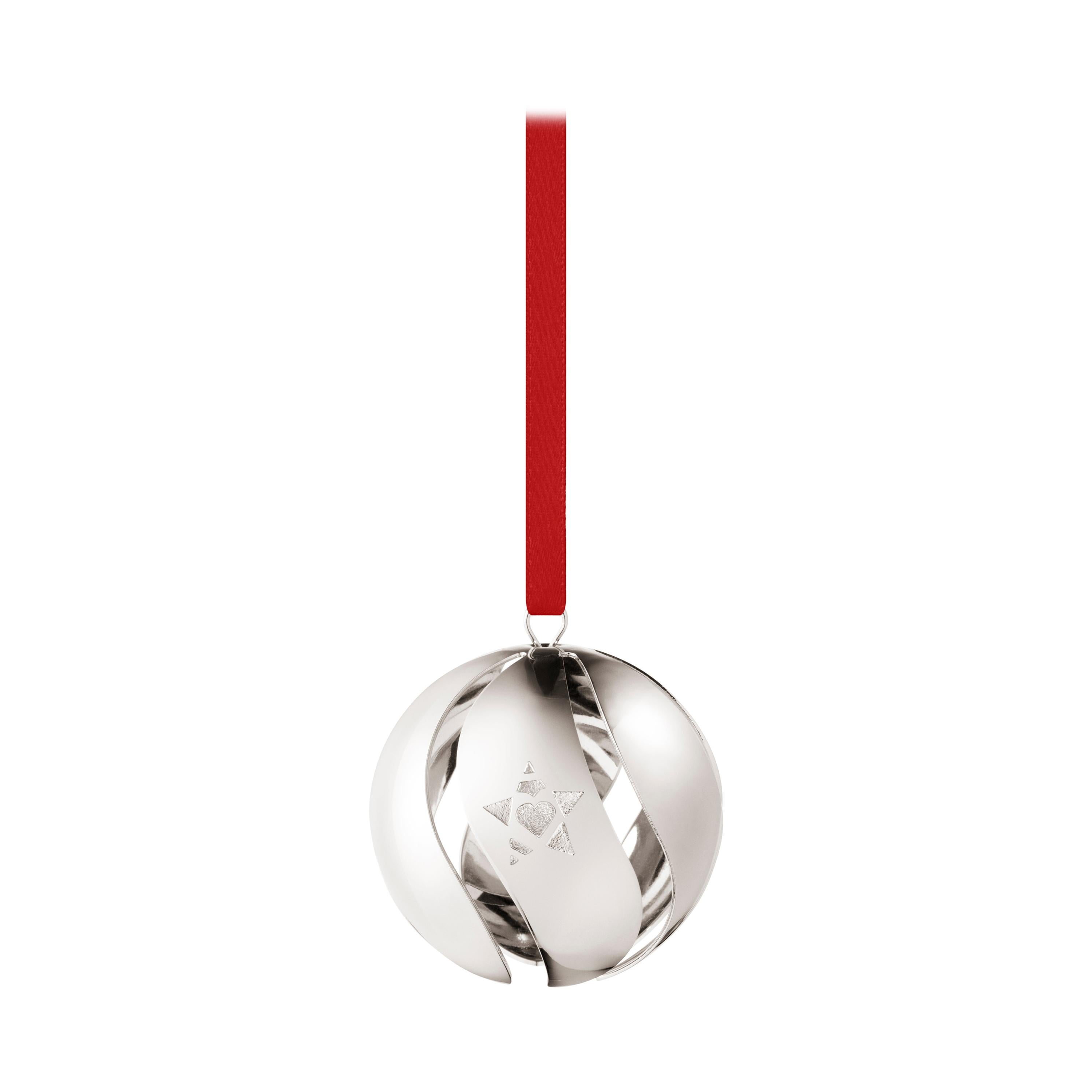 Traberg Palladium Plated Christmas Ball Decoration for Georg Jensen