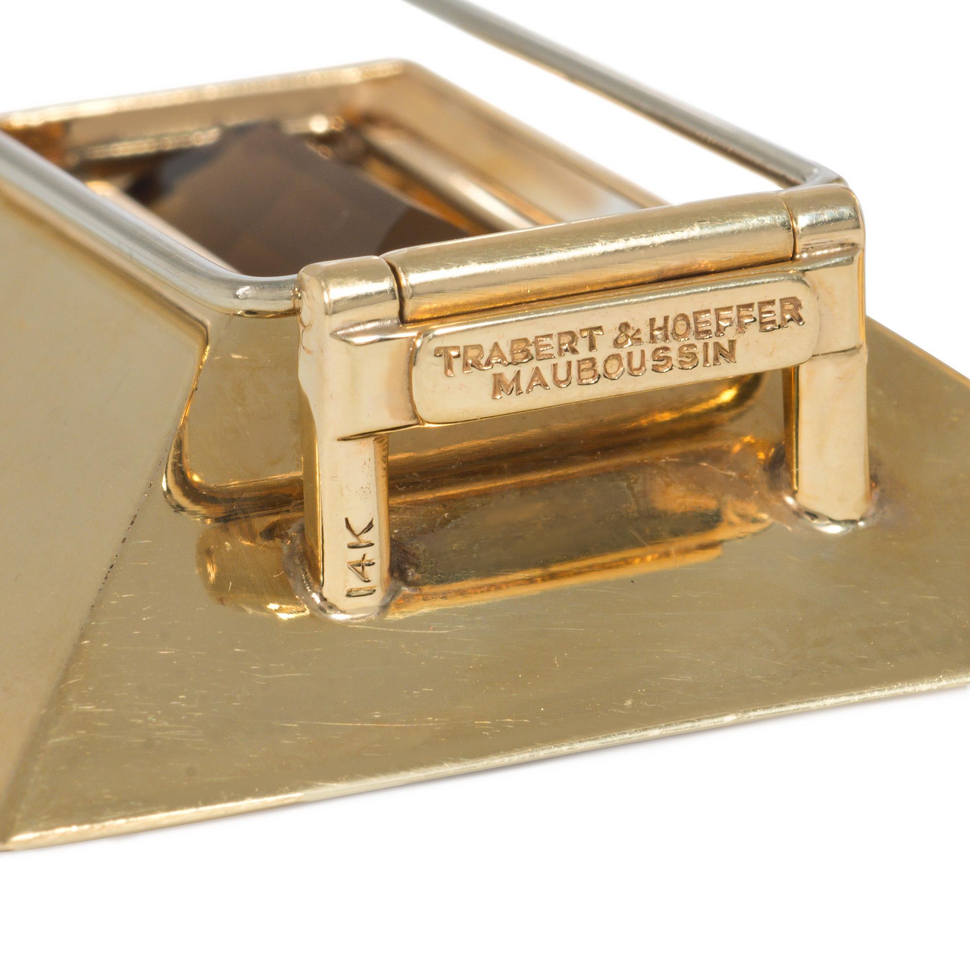 Emerald Cut Trabert and Hoeffer - Mauboussin 1940s Gold and Citrine Statement Clip Brooches For Sale