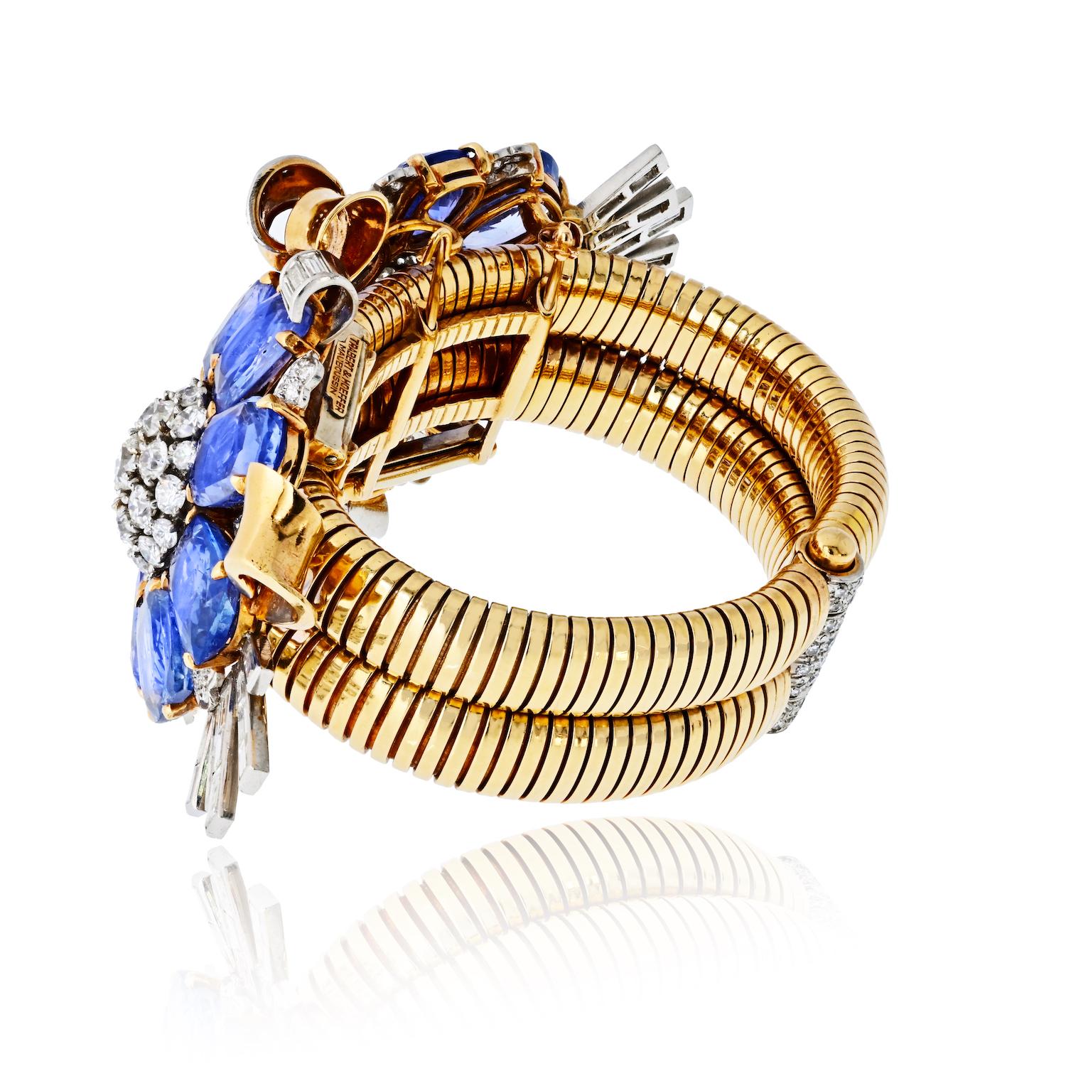 Trabert & Hoeffer Mauboussin Zafiro Y Diamante Pulsera Retro en Excelente estado para la venta en New York, NY