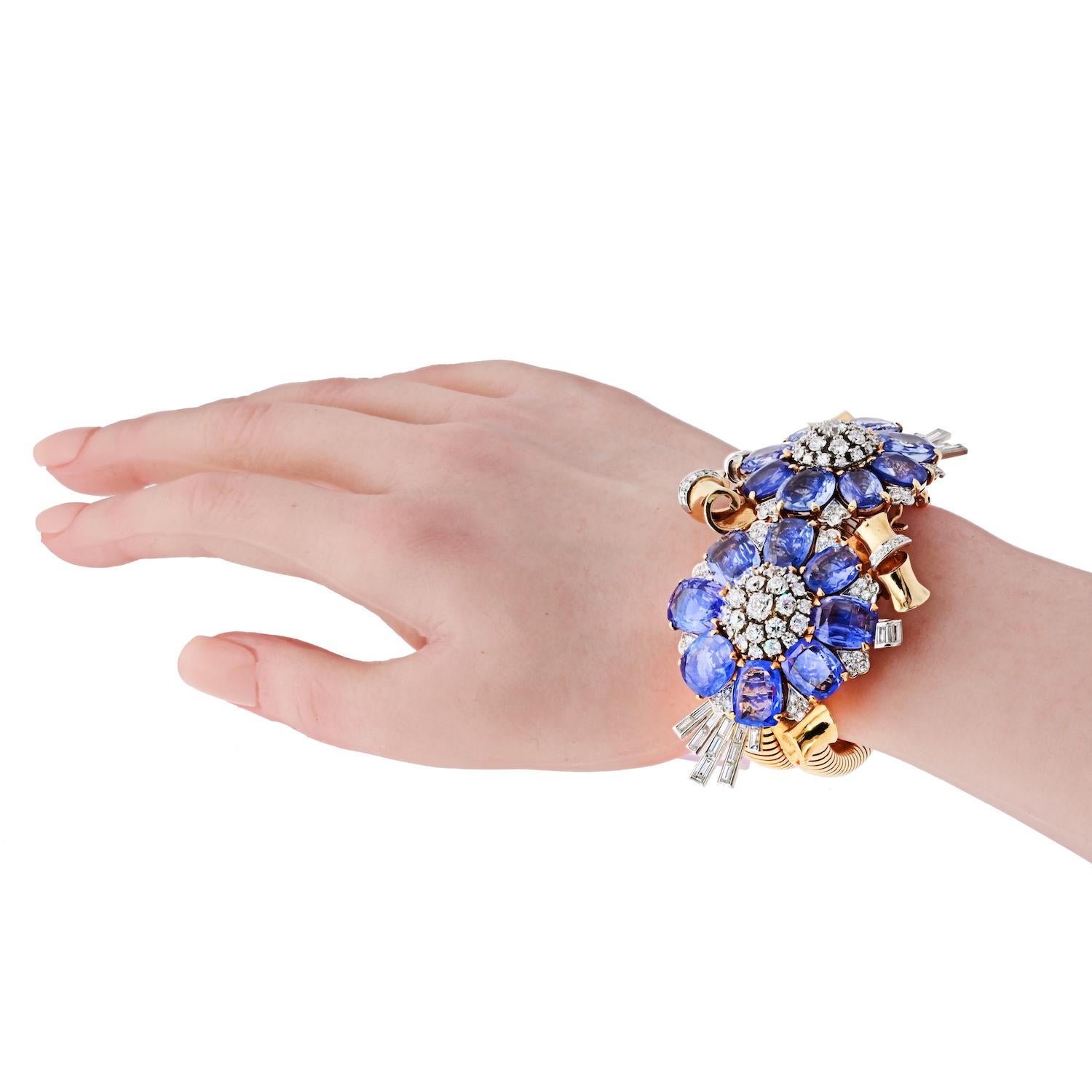 Trabert & Hoeffer Mauboussin Zafiro Y Diamante Pulsera Retro en venta 1