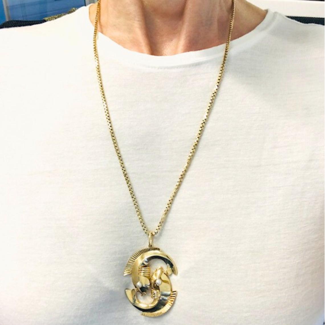 Trabert and Hoeffer Ciondolo con pezzi in oro 18k Collana a catena 14k in vendita 6
