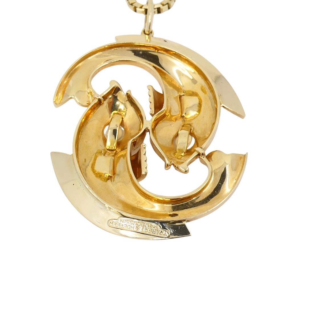 da uomo o donna Trabert and Hoeffer Ciondolo con pezzi in oro 18k Collana a catena 14k in vendita