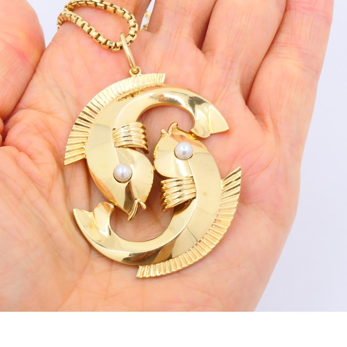 Trabert and Hoeffer Ciondolo con pezzi in oro 18k Collana a catena 14k in vendita 4