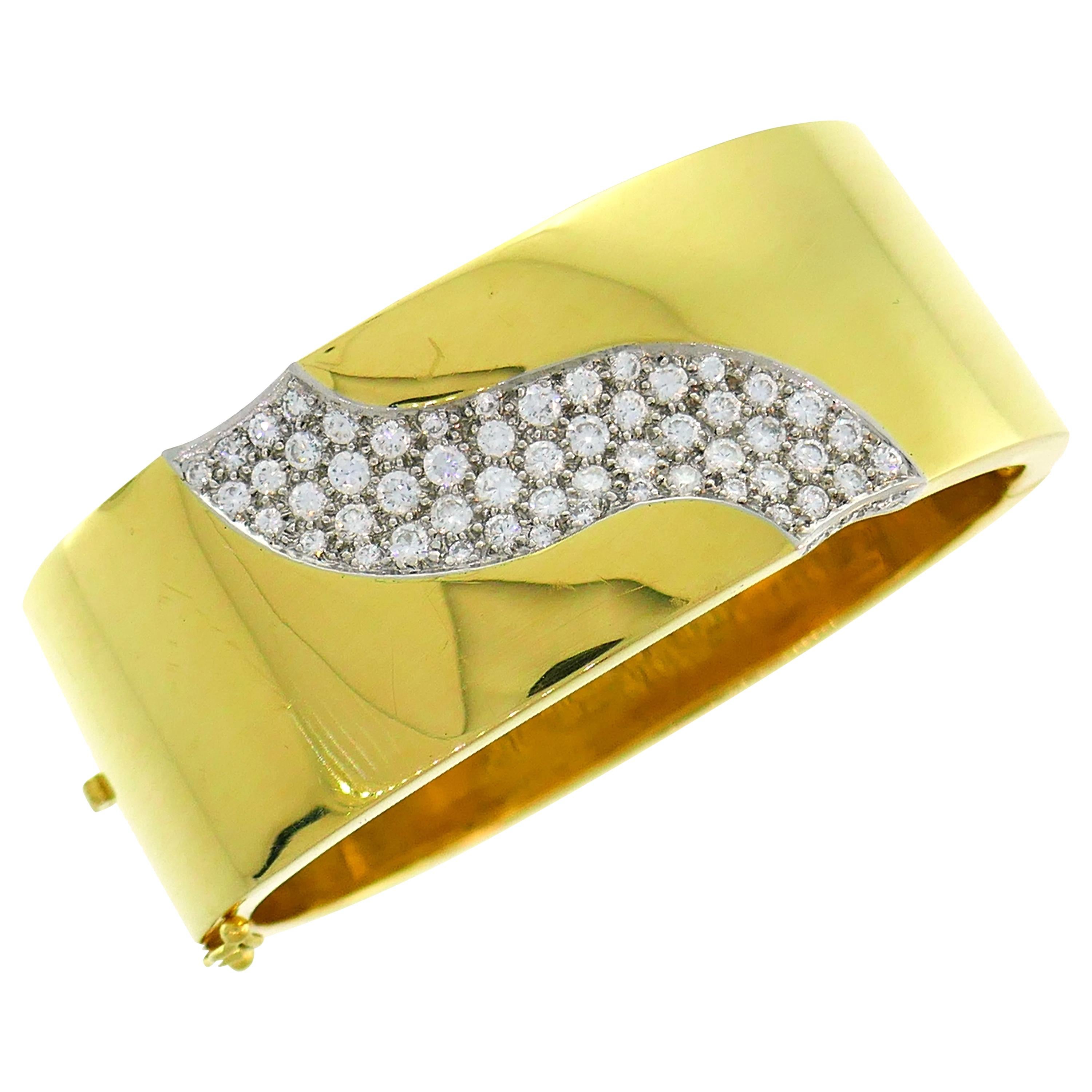 Vintage Trabert & Hoeffer Bracelet Diamond Gold Bangle Estate Jewelry
