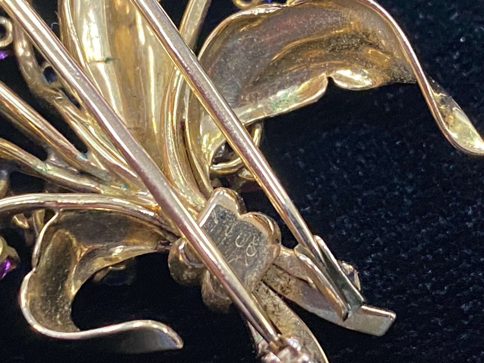 Trabert & Hoeffer / Mauboussin oro 18 carati con diamanti e pietre preziose In condizioni buone in vendita a Sherman Oaks, CA