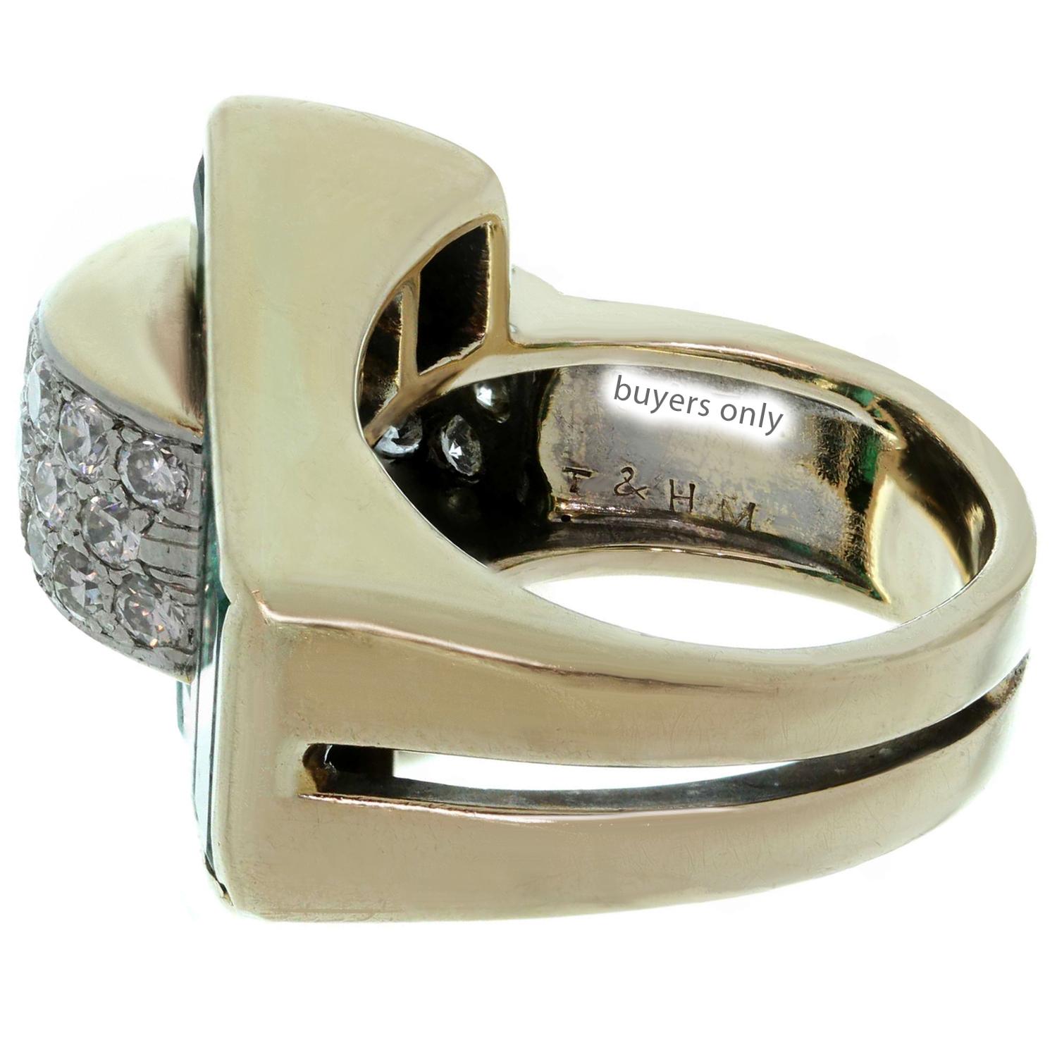 Trabert & Hoeffer-Mauboussin 1940s Colombian Emerald Diamond  Ring. GIA Report 3