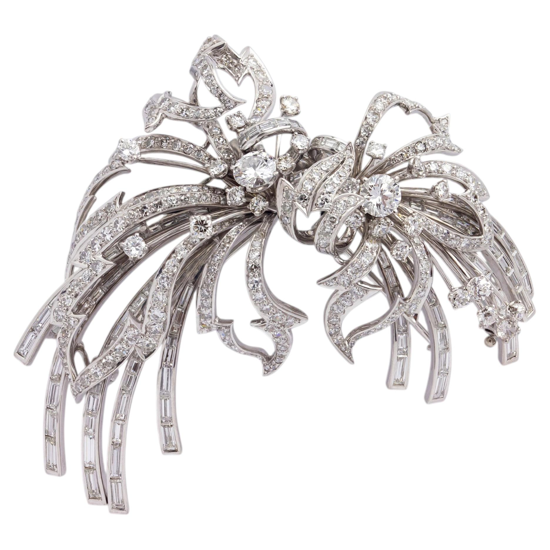 Trabert & Hoeffer Mauboussin 'Reflection' Brooch in White Gold & Diamonds For Sale