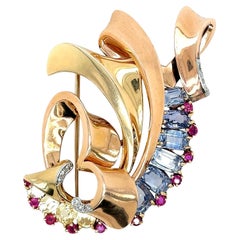 TRABERT & HOEFFER-MAUBOUSSIN Reflection Gold Multi Gem Brooch