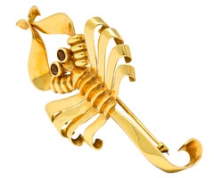 Trabert & Hoeffer Mauboussin Retro Citrine 14 Karat Gold Scorpion Brooch