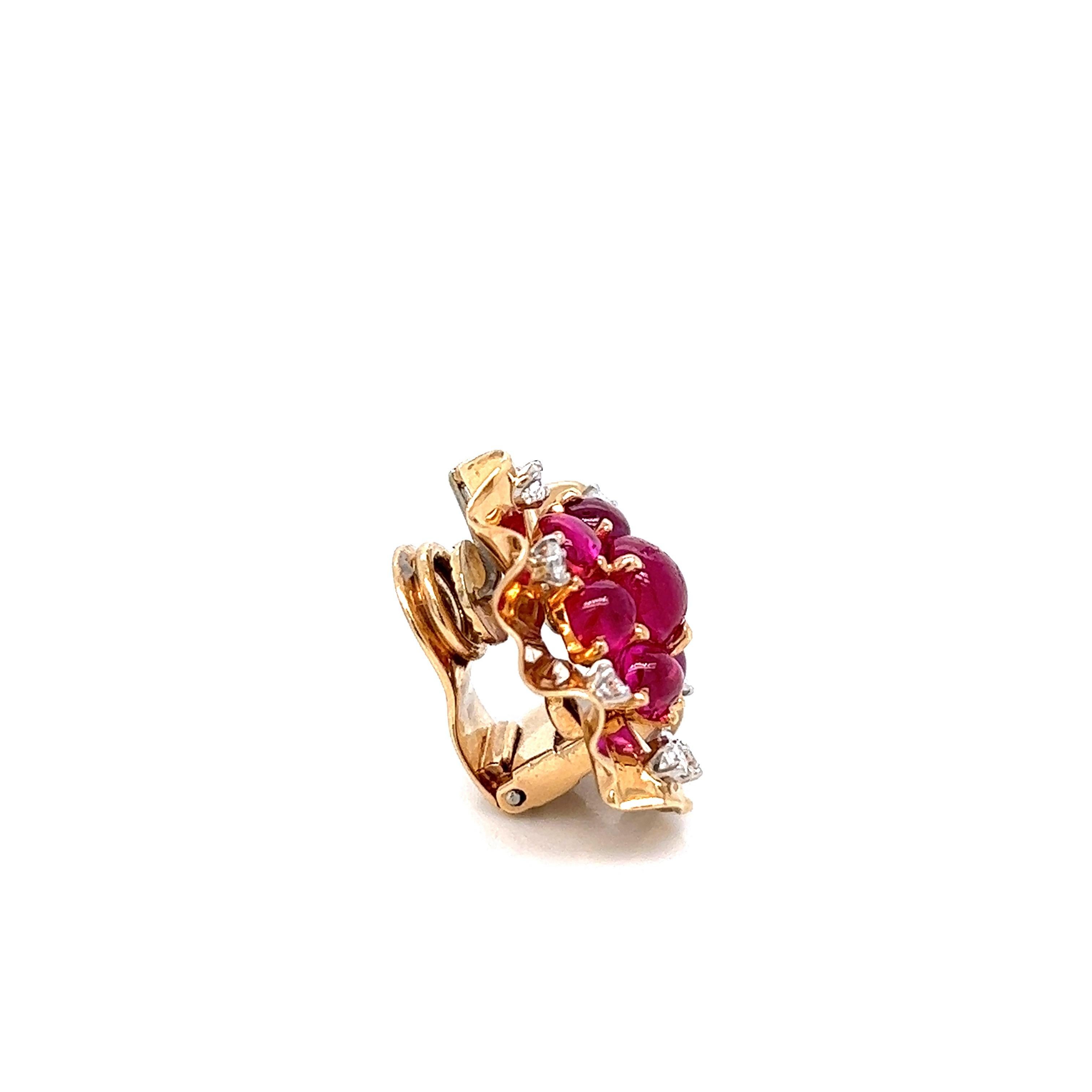 Trabert & Hoeffer Mauboussin Rubis Diamant Clips d'oreille en or Pour femmes en vente