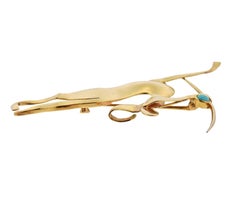 Trabert & Hoeffer Mauboussin Turquoise Gold Sagittarius Brooch Pin