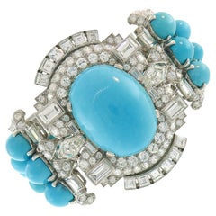 Vintage Trabert & Hoeffer-Mauboussin Bracelet Platinum Persian Turquoise Diamond