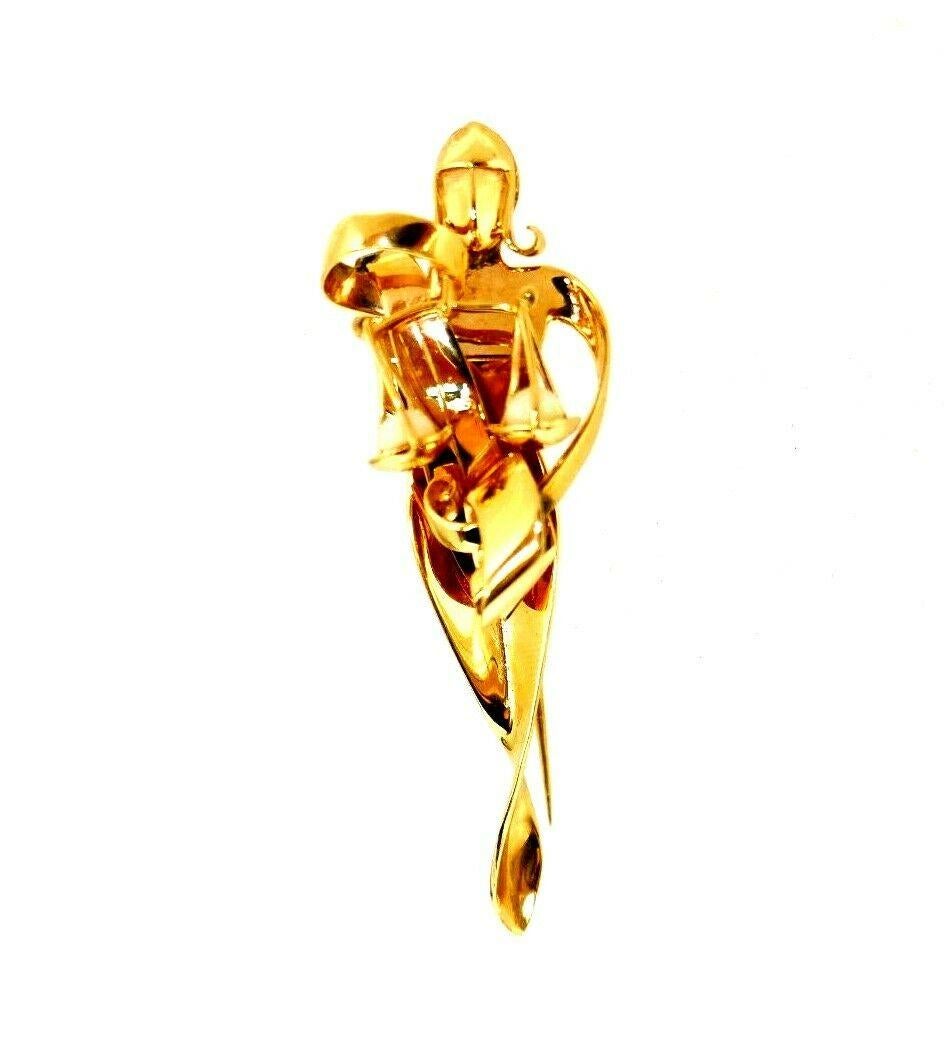 Trabert & Hoeffer Mauboussin Vintage Yellow Gold Opal Libra Astrological Pin 3
