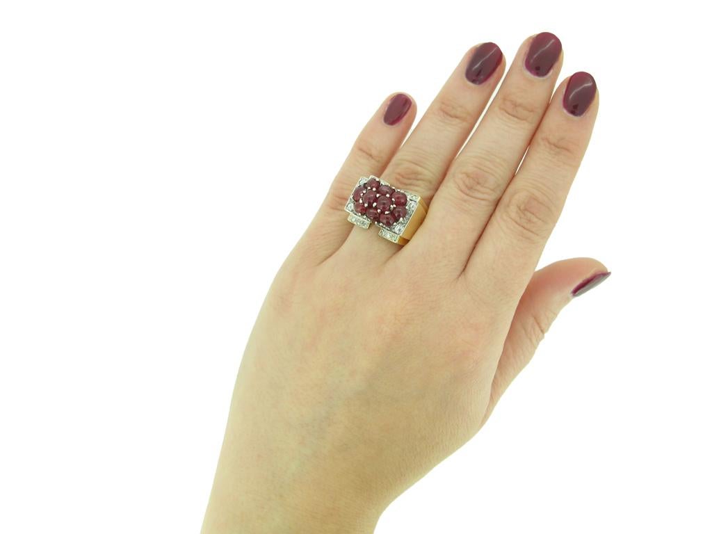 Trabert & Hoeffer with Mauboussin Burmese Ruby Cocktail Ring, circa 1940. For Sale 1