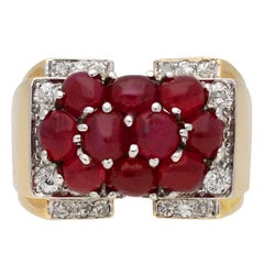 Vintage Trabert & Hoeffer with Mauboussin Burmese Ruby Cocktail Ring, circa 1940.