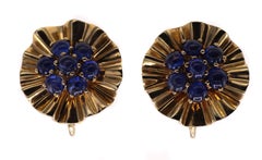 Trabert & Hofer Mauboussin Retro Sapphire Gold Ear Clips
