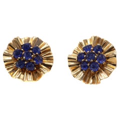Trabert & Hofer Mauboussin Retro Sapphire Gold Ear Clips