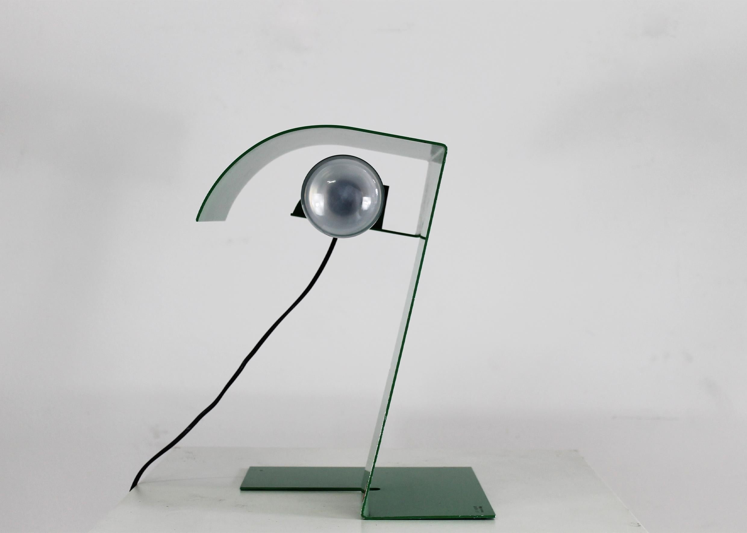 italien Lampe de bureau Trabucchi Vecchi Volpi Blitz en métal laqué vert par Stilnovo, années 70 en vente