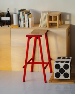 Taburete 8 Bar Stool High, Signal Red, Powder Coated Steel / Marc Morro for Hay