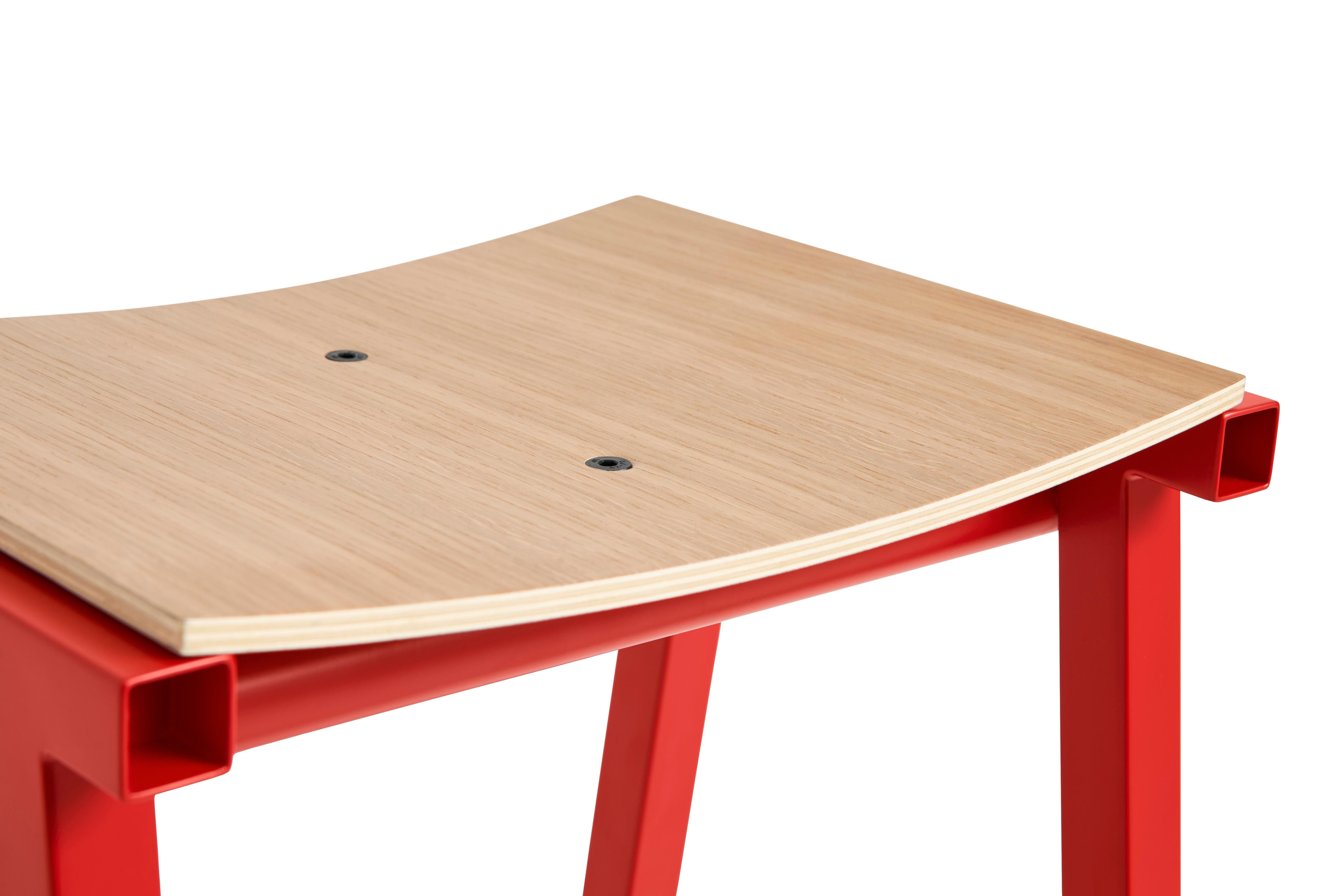 Chinese Taburete 8 Bar Stool High, Signal Red, Powder Coated Steel / Marc Morro for Hay For Sale