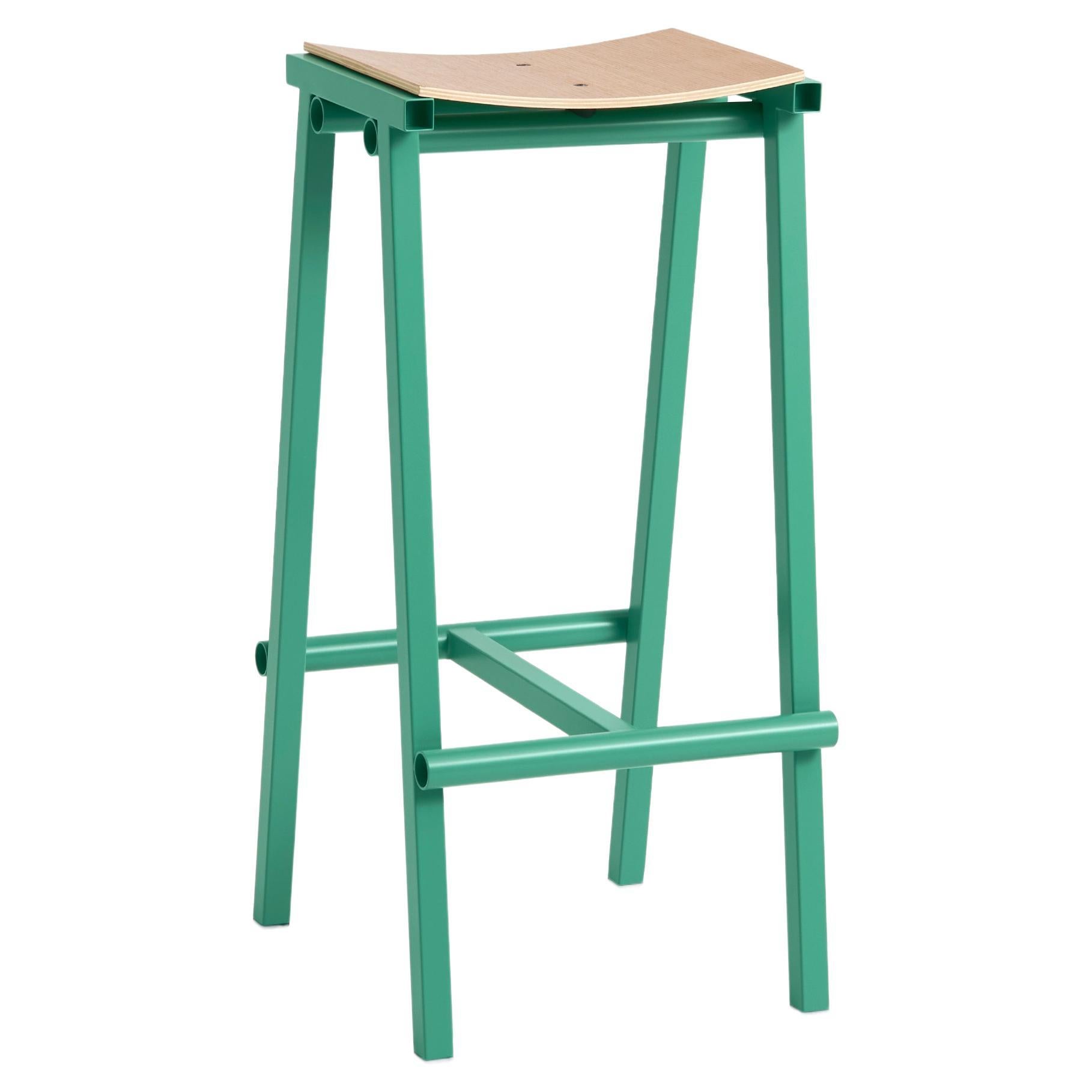 Taburete 8 Bar Stool High, Soft Jade, Powder Coated Steel / Marc Morro for Hay