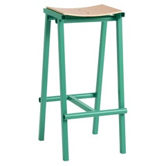 Taburete 8 Bar Stool High, Soft Jade, Powder Coated Steel / Marc Morro for Hay