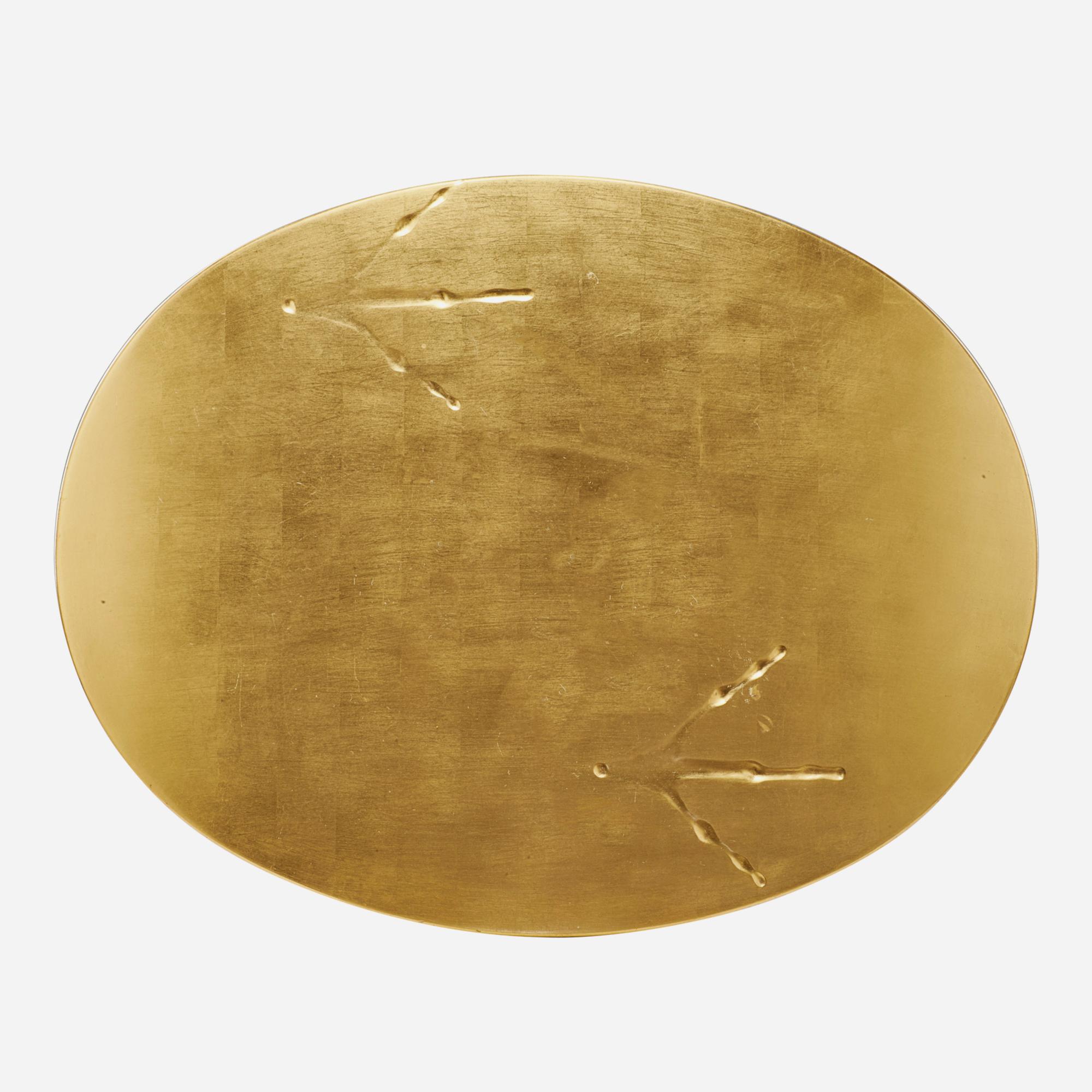 TRACCIA “Bird Leg” Surreal Gold Leaf and Bronze End Table, Italy In Excellent Condition For Sale In Tinton Falls, NJ
