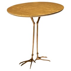 TRACCIA “Bird Leg” Surreal Gold Leaf and Bronze End Table, Italy