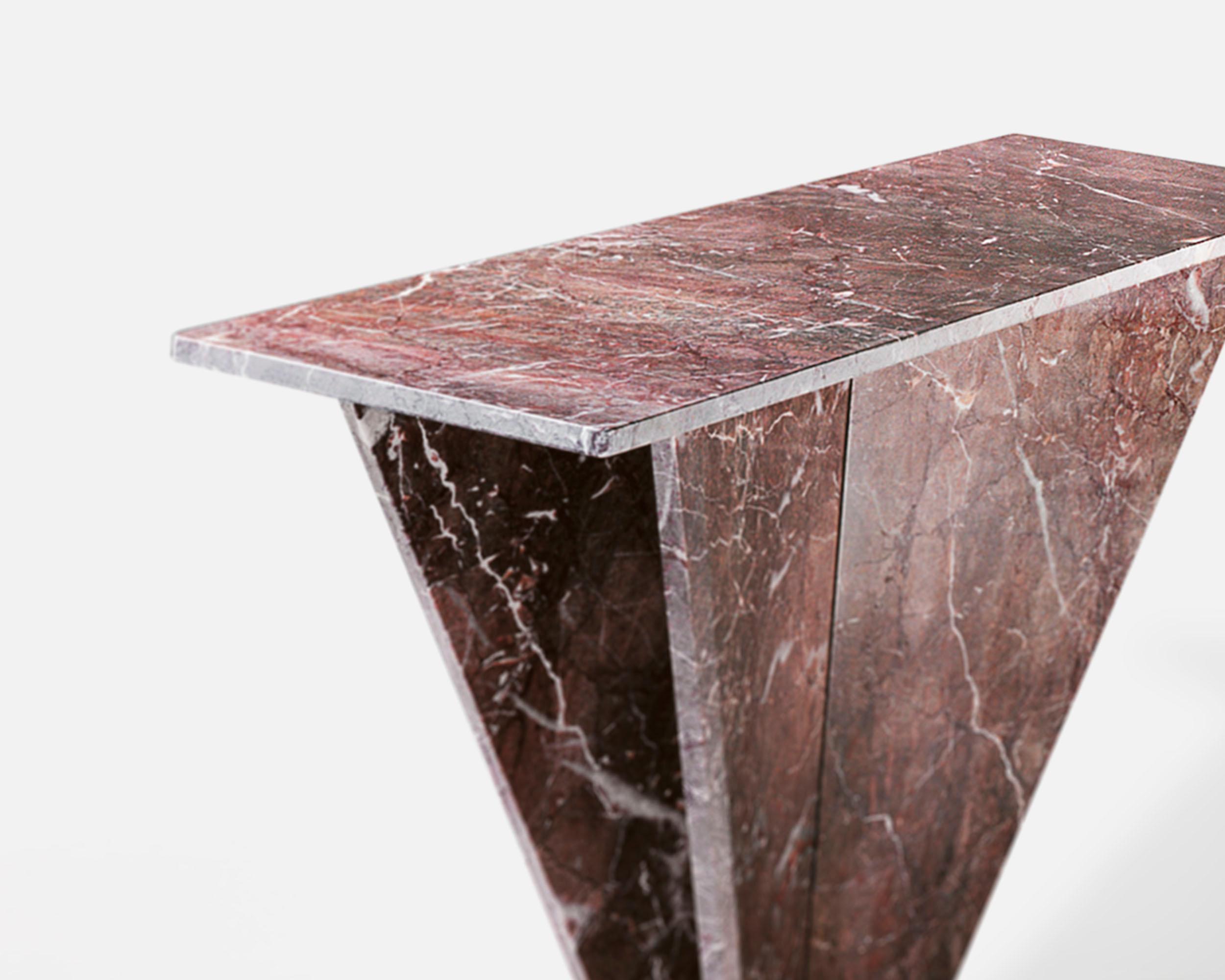 'Traccia' console in marble
Design by Mario Bellini,
1970s

Dimensions: H 86 cm, L 100 cm, W 40
Material: black marble / white marble / red marble / or more.

Customization: 
This console is still produced by manufacturers in Italy. 
Customer can