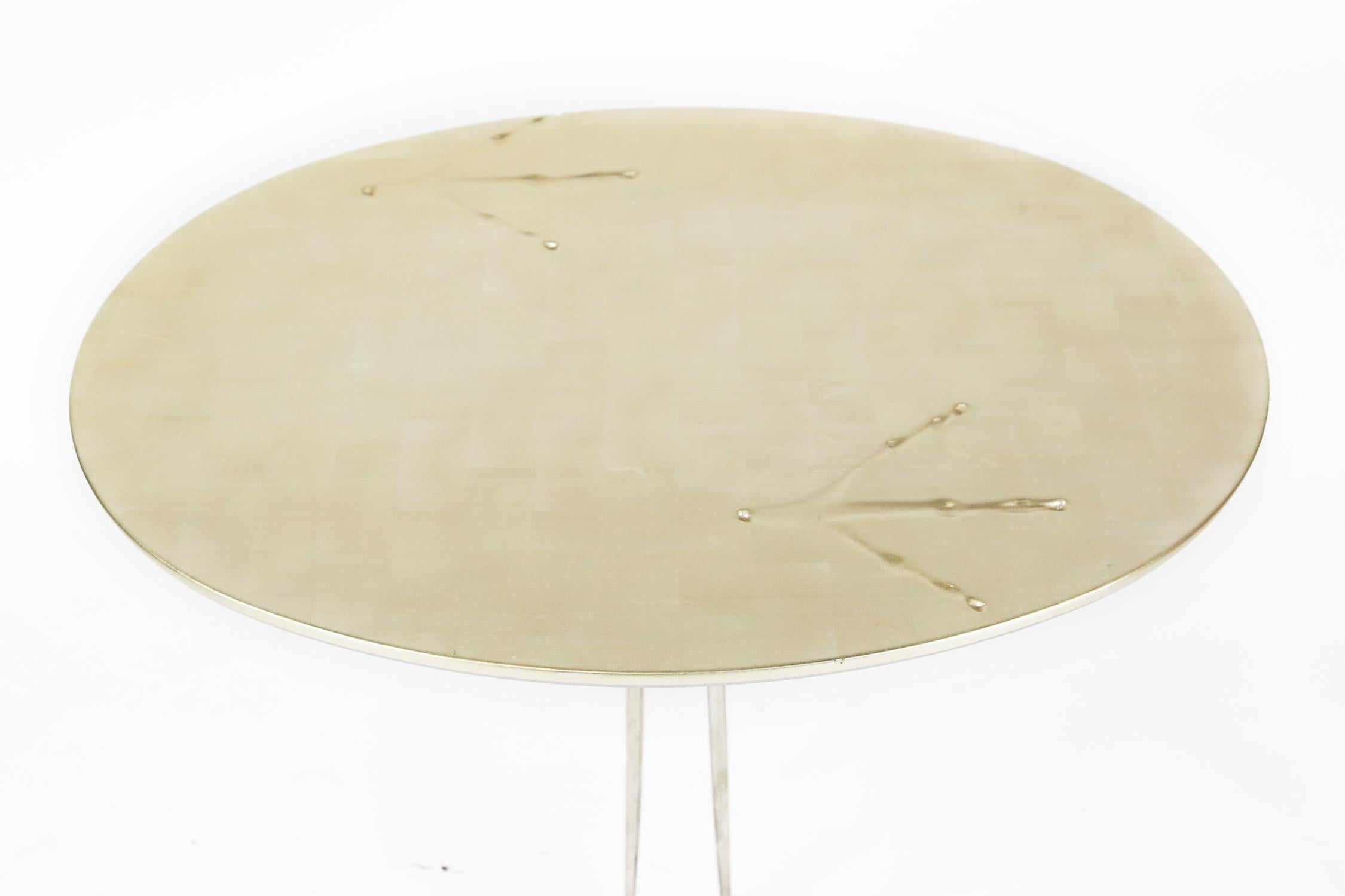 Traccia Low Table by Meret Oppenheim in White Gold Leaf, Simon Edition Cassina 1