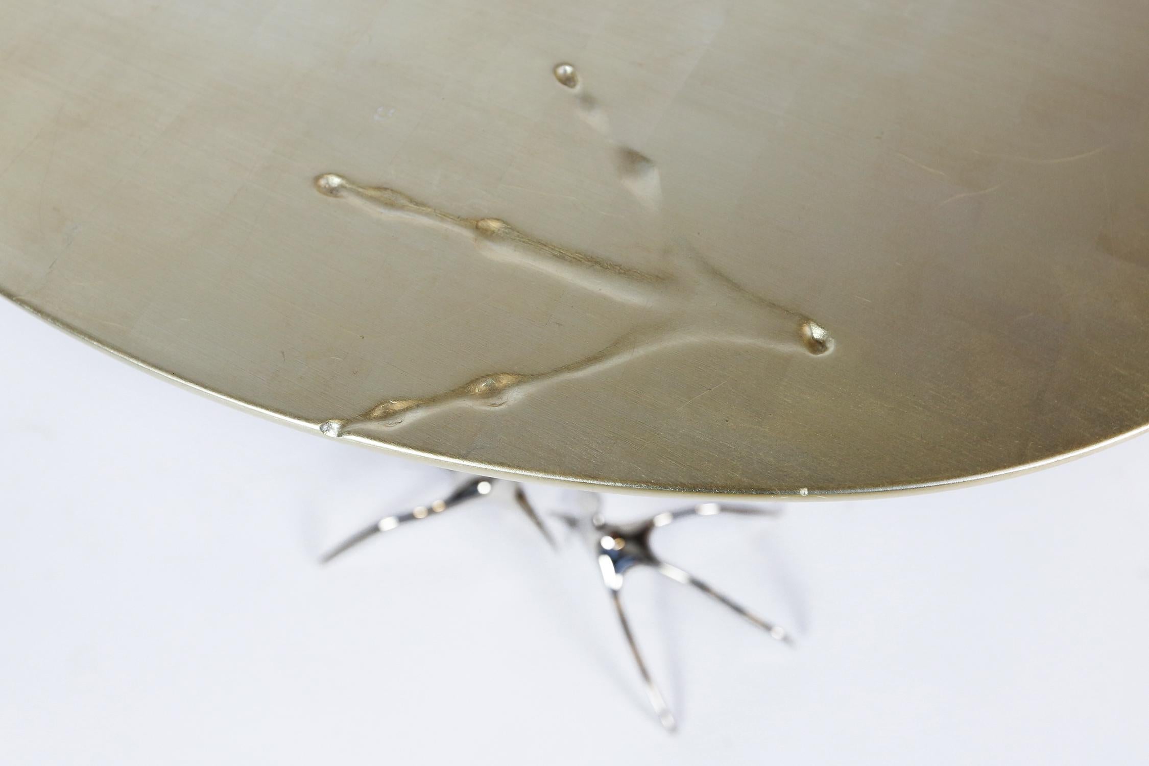 Mid-Century Modern Traccia Low Table by Meret Oppenheim in White Gold Leaf, Simon Edition Cassina