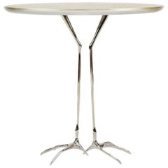 Traccia Low Table by Meret Oppenheim in White Gold Leaf, Simon Edition Cassina