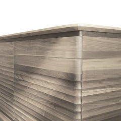 Traccia Solid Wood Sideboard, Walnut in Natural Grey Finish, Contemporary