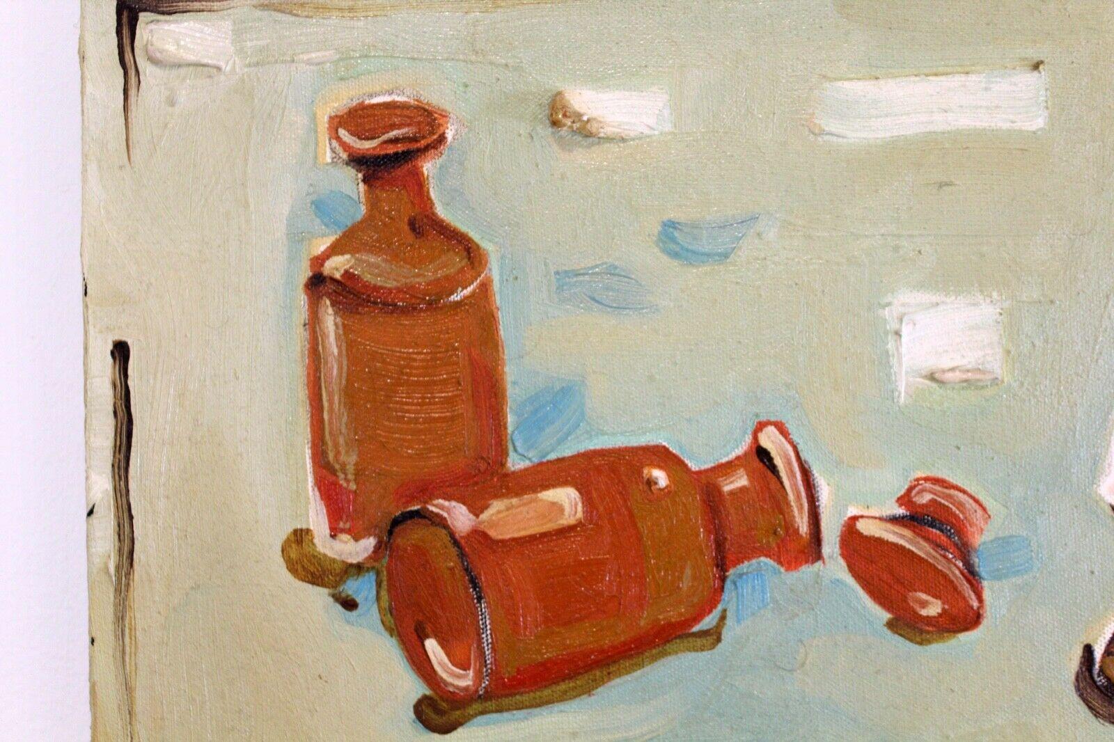 Tracee Mae Miller Little Amber Bottles 2007 Oil Painting with Fabric on Canvas In Good Condition In Keego Harbor, MI