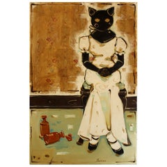 Tracee Mae Miller Little Amber Bottles 2007 Oil Painting with Fabric on Canvas