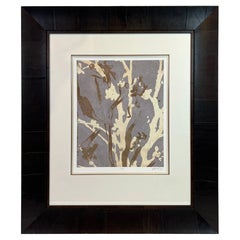 “Traces II” Original Contemporary Artwork Behind Glass in Concave Wood Frame