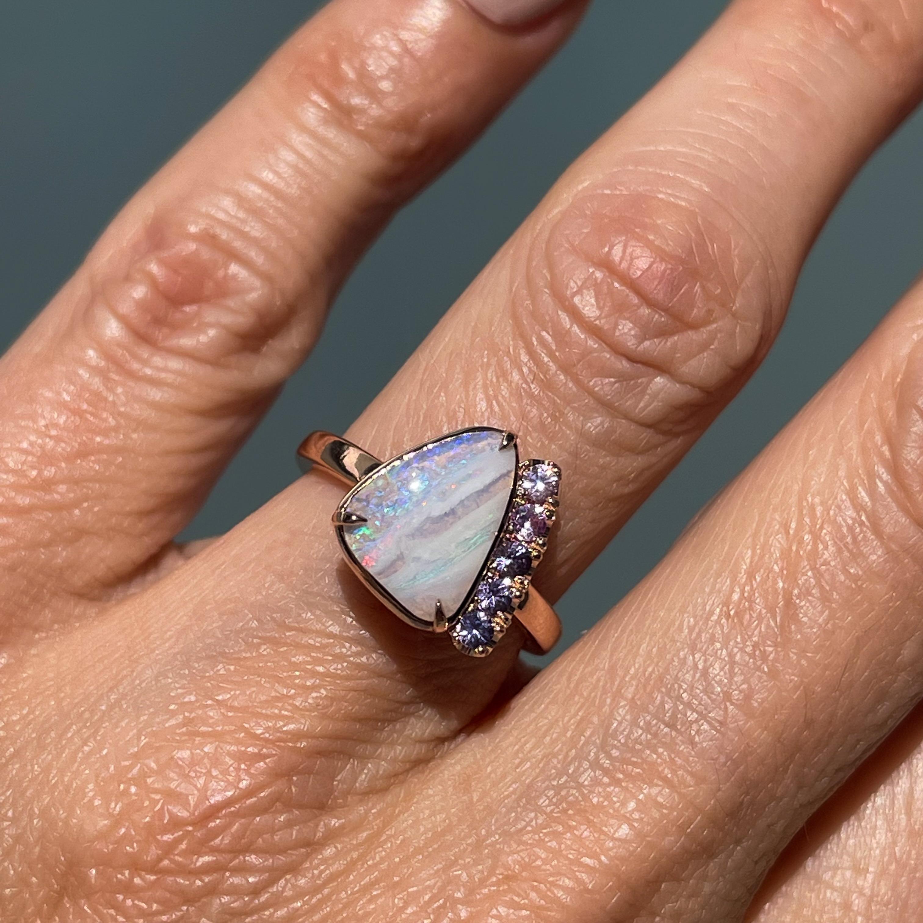 Women's Traces of Love Australian Opal Engagement Ring in Rose Gold by NIXIN Jewelry For Sale