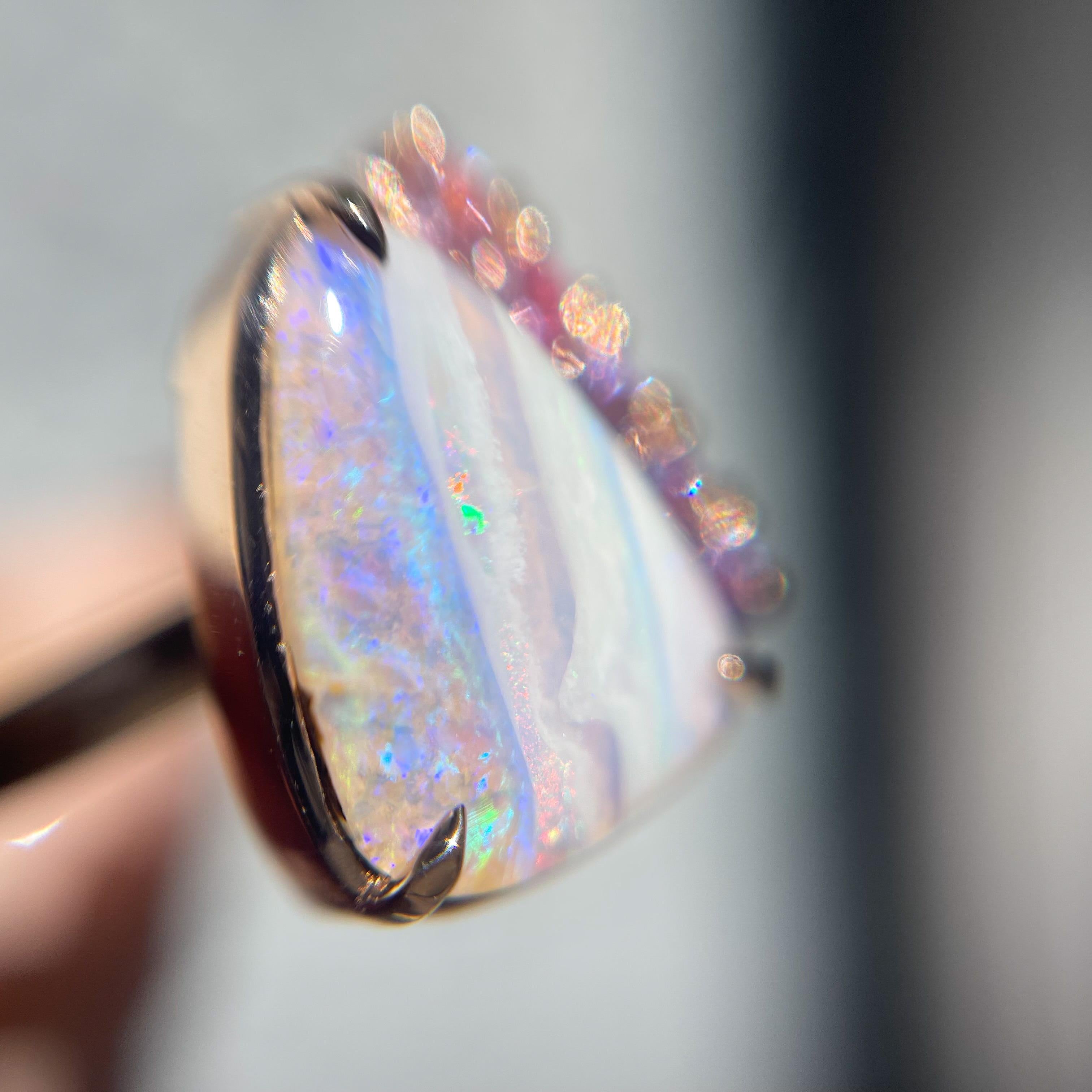 Traces of Love Australian Opal Engagement Ring in Rose Gold by NIXIN Jewelry For Sale 2
