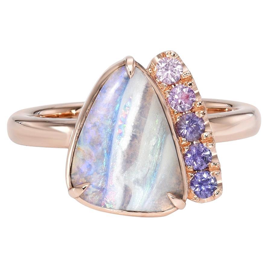 Traces of Love Australian Opal Engagement Ring in Rose Gold by NIXIN Jewelry