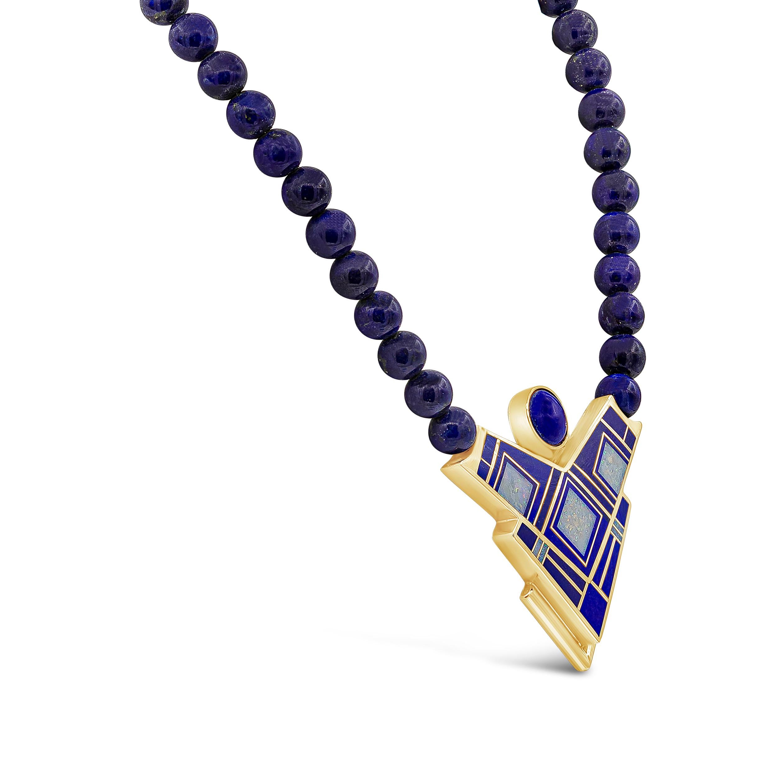 Amérindien Collier Tracey Designs Navajo en perles de lapis-lazuli, or et émail en vente