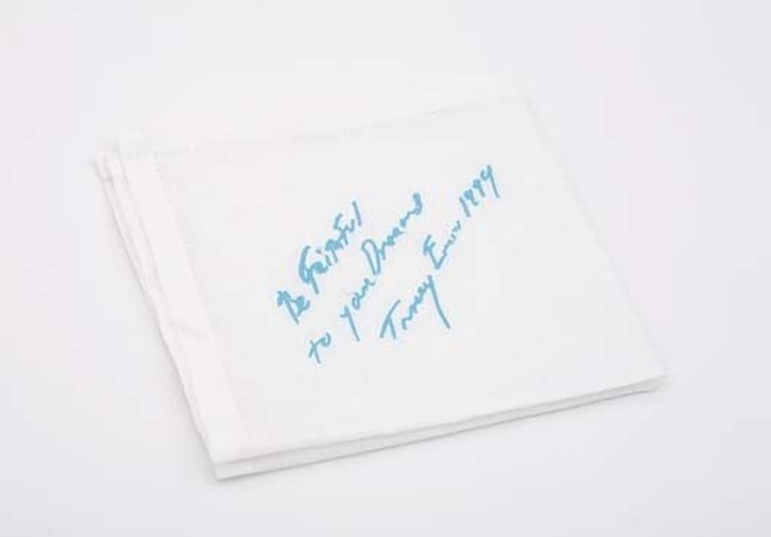 Be Faithful To Your Dreams (Limited Edition Embroidered Cotton Handkerchief) - Contemporary Mixed Media Art by Tracey Emin