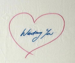 Tracey Emin - Wanting You - Embroidered Linen Handkerchief, with Hand Signed Tag