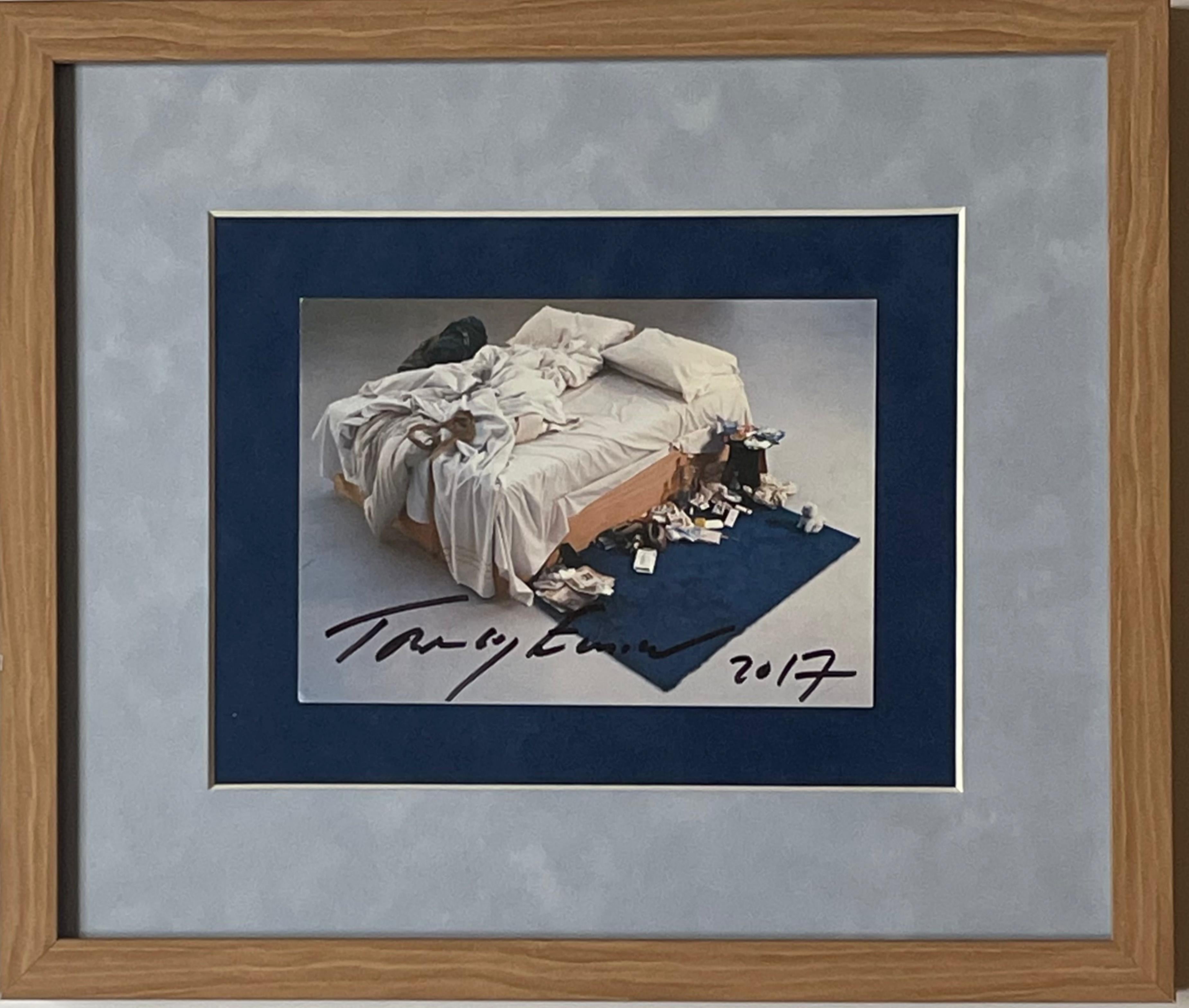 Color photograph of the iconic 1998 My Bed (Hand signed by Tracey Emin), Framed For Sale 1