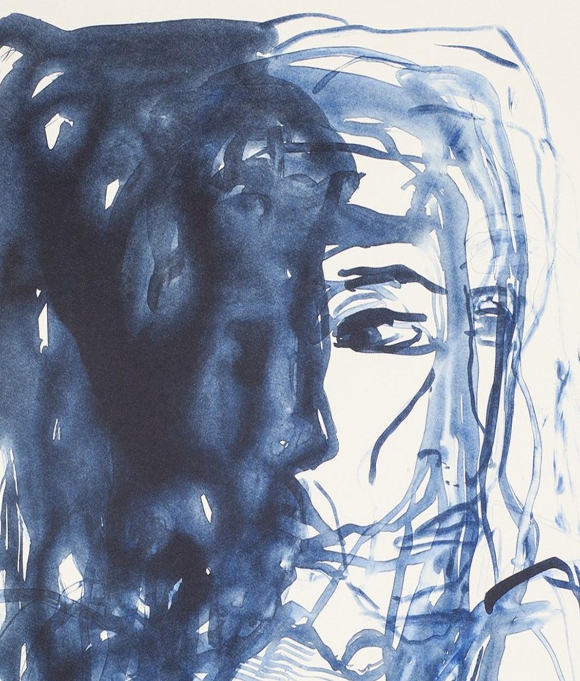 Après l'ombre - Emin, Contemporain, YBAs, Lithographie, Bleu, Portrait - Print de Tracey Emin